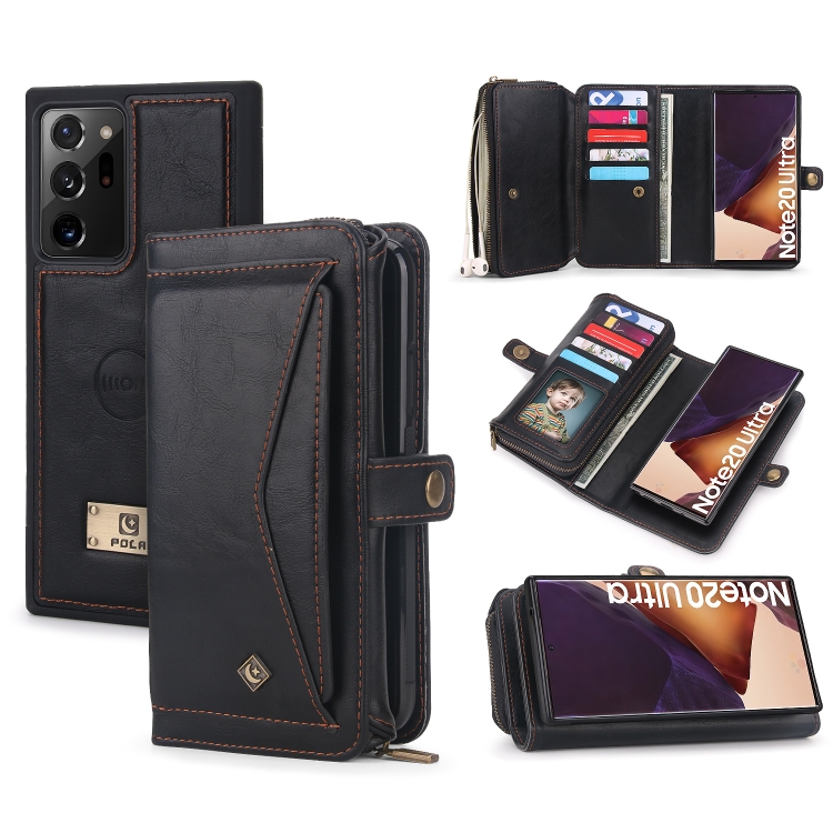 

For Samsung Galaxy Note20 Ultra Multi-functional Zipper Wallet Leather Phone Case(Black)