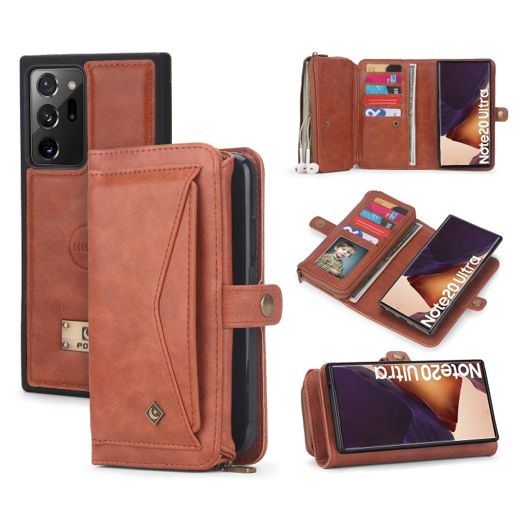 

For Samsung Galaxy Note20 Ultra Multi-functional Zipper Wallet Leather Phone Case(Orange)