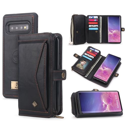 

For Samsung Galaxy S10 Multi-functional Zipper Wallet Leather Phone Case(Black)