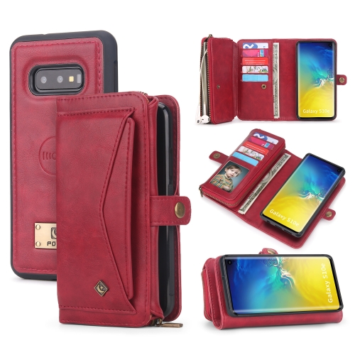 

For Samsung Galaxy S10e Multi-functional Zipper Wallet Leather Phone Case(Red)