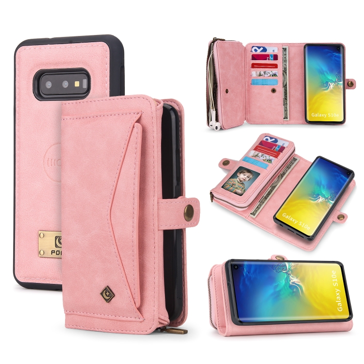 

For Samsung Galaxy S10e Multi-functional Zipper Wallet Leather Phone Case(Pink)