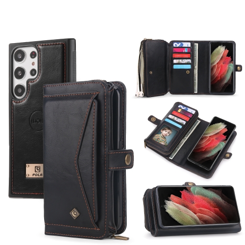 

For Samsung Galaxy S23 5G Multi-functional Zipper Wallet Leather Phone Case(Black)