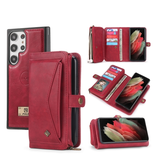 

For Samsung Galaxy S23 5G Multi-functional Zipper Wallet Leather Phone Case(Red)