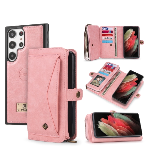 

For Samsung Galaxy S23 5G Multi-functional Zipper Wallet Leather Phone Case(Pink)