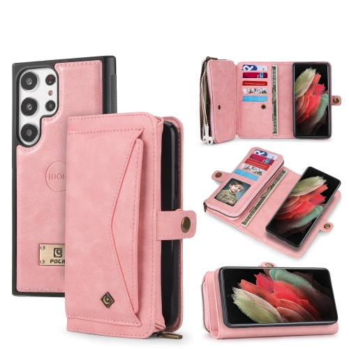 

For Samsung Galaxy S23+ 5G Multi-functional Zipper Wallet Leather Phone Case(Pink)