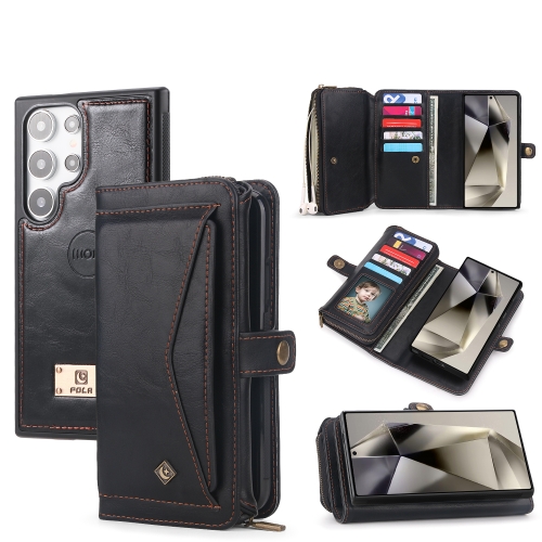 

For Samsung Galaxy S24+ 5G Multi-functional Zipper Wallet Leather Phone Case(Black)