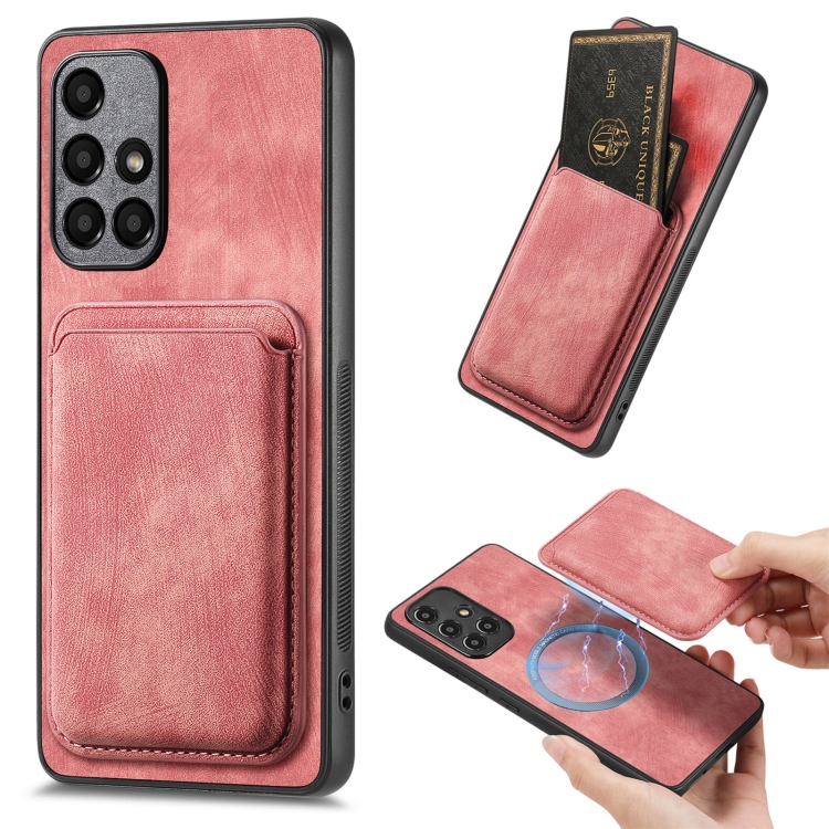 

For Samsung Galaxy A71 5G Retro Leather Card Bag Magnetic Phone Case(Pink)
