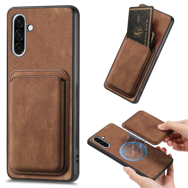 

For Samsung Galaxy A26 5G Retro Leather Card Bag Magnetic Phone Case(Brown)