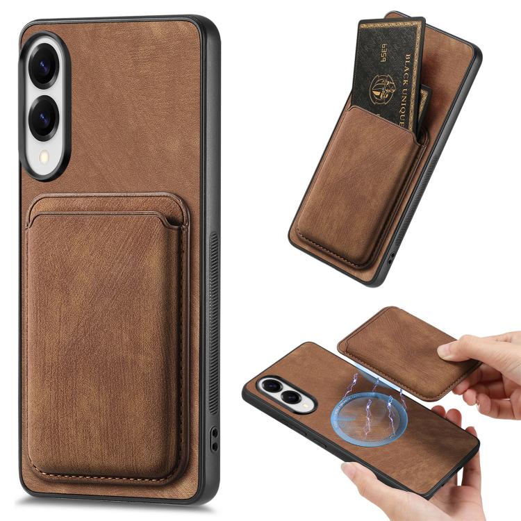 

For Samsung Galaxy S25 Edge 5G Retro Leather Card Bag Magnetic Phone Case(Brown)