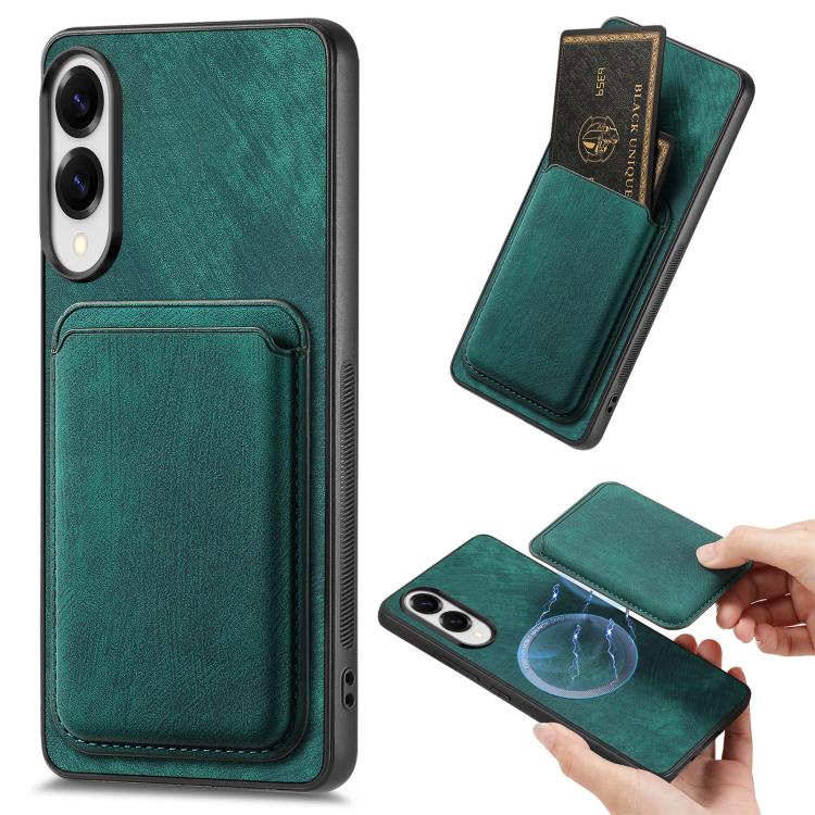 

For Samsung Galaxy S25 Edge 5G Retro Leather Card Bag Magnetic Phone Case(Green)