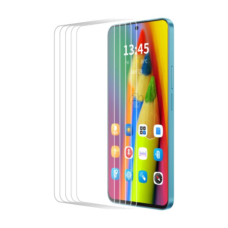 

For Redmi Note 14 4G 163.25mm 5pcs ENKAY 9H Big Arc Edge High Aluminum-silicon Tempered Glass Film