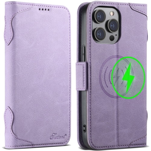 

For iPhone 13 Pro SUTENI J07 Multifunctional Horizontal Flip Magsafe Leather Phone Case(Purple)