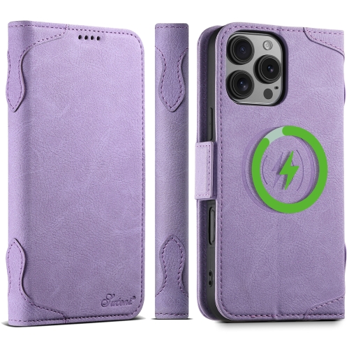 

For iPhone 16 Pro SUTENI J07 Multifunctional Horizontal Flip Magsafe Leather Phone Case(Purple)