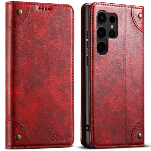 

For Samsug Galaxy S24 Ultra 5G Suteni Baroque Calf Texture Buckle Wallet Leather Phone Case(Red)