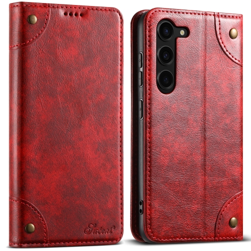 

For Samsung Galaxy S23 5G Suteni Baroque Calf Texture Buckle Wallet Leather Phone Case(Red)