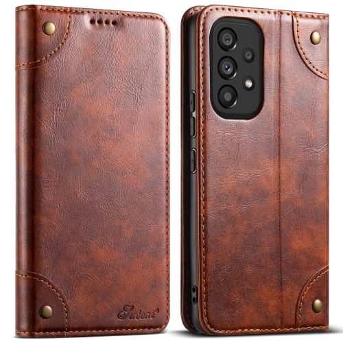 

For Samsung Galaxy A53 5G Suteni Baroque Calf Texture Buckle Wallet Leather Phone Case(Khaki)