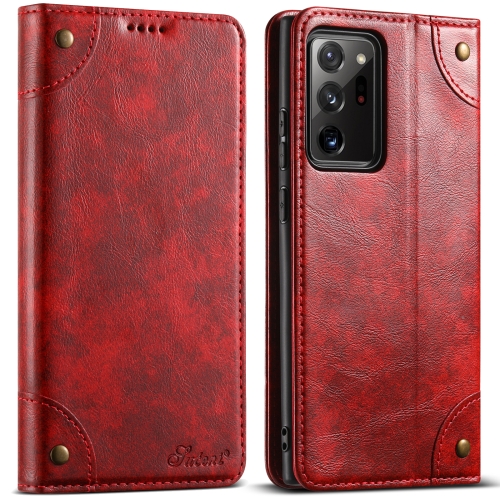 

For Samsung Galaxy Note20 Suteni Baroque Calf Texture Buckle Wallet Leather Phone Case(Red)