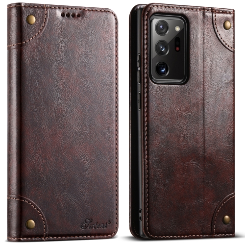 

For Samsung Galaxy Note20 Ultra Suteni Baroque Calf Texture Buckle Wallet Leather Phone Case(Brown)