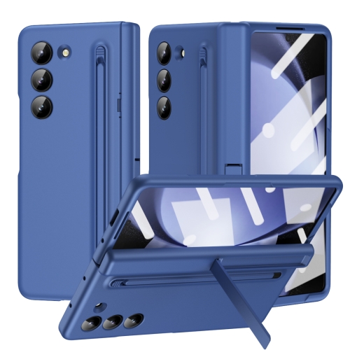 

For Samsung Galaxy Z Fold6 5G Long Chi Grain Leather Shockproof Phone Case, No Pen(Blue)