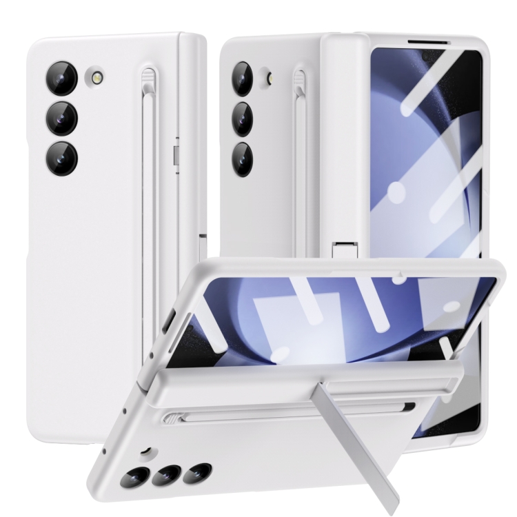 

For Galaxy Z Fold6 5G Long Chi Grain Leather Shockproof Phone Case, No Pen(White)