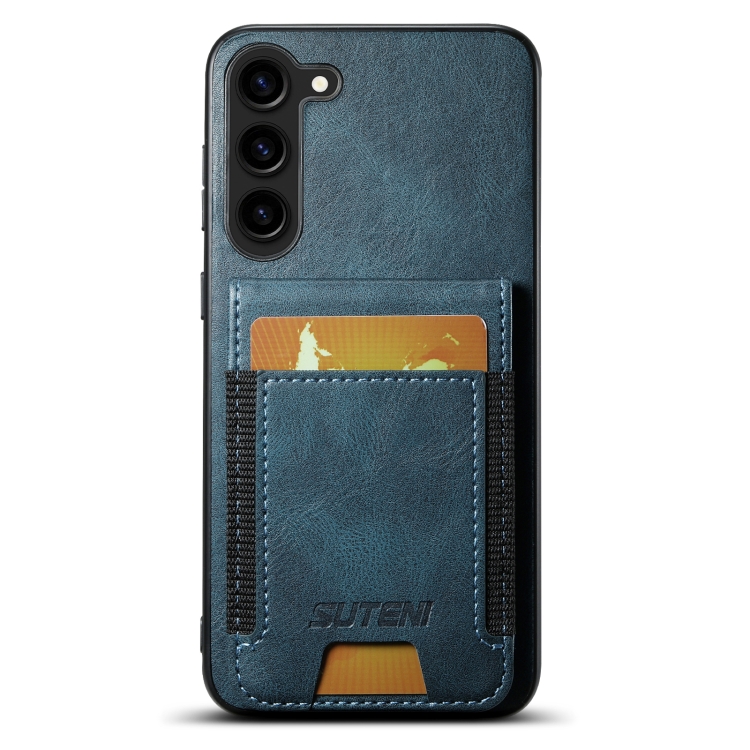 

For Samsung Galaxy S24+ 5G Suteni H03 Oil Wax Leather Wallet Stand Back Phone Case(Blue)