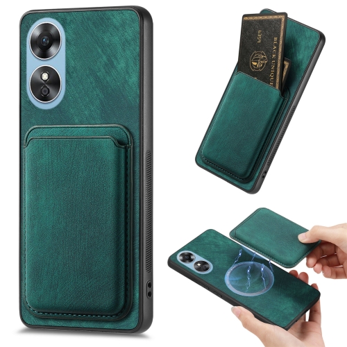 

For OPPO A17 Retro Leather Card Bag Magnetic Phone Case(Green)