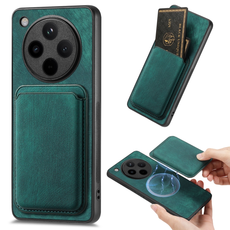 

For OPPO Find X8 Retro Leather Card Bag Magnetic Phone Case(Green)