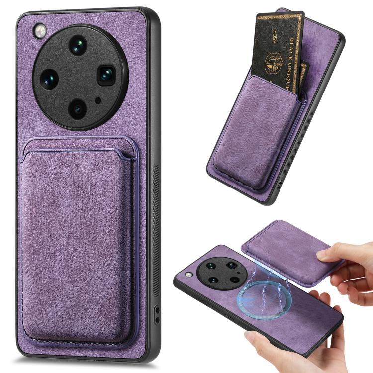 

For OPPO Find X8 Ultra Retro Leather Card Bag Magnetic Phone Case(Purple)