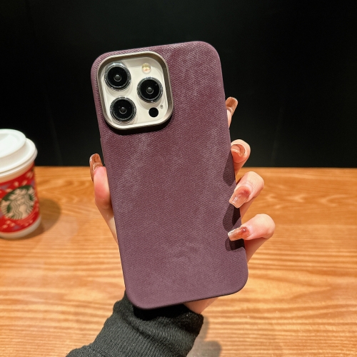 

For iPhone 12 Pro Vintage Denim Shockproof Magsafe Phone Case(Purple)