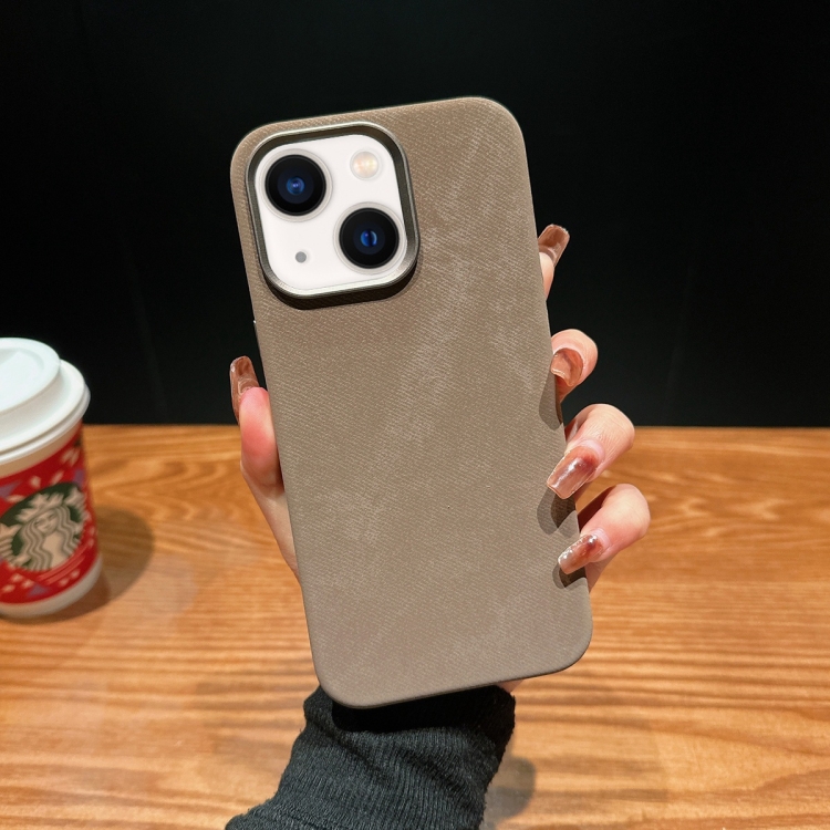 

For iPhone 13 Vintage Denim Shockproof Magsafe Phone Case(Brown)