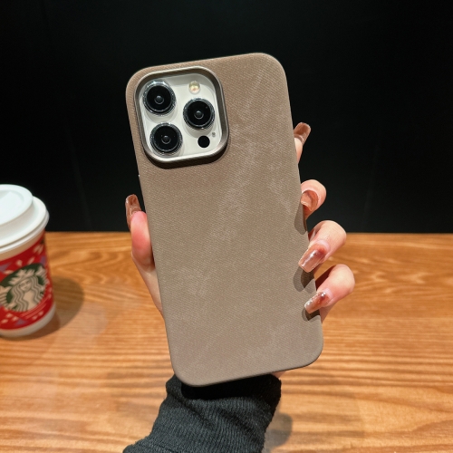 

For iPhone 15 Pro Vintage Denim Shockproof Magsafe Phone Case(Brown)