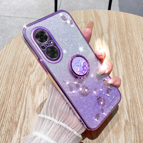 

For Realme C67 4G Gradient Glitter Immortal Flower Ring All-inclusive Phone Case(Purple)