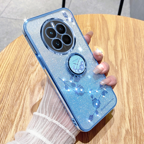 

For Realme 12 Pro Gradient Glitter Immortal Flower Ring All-inclusive Phone Case(Bule)