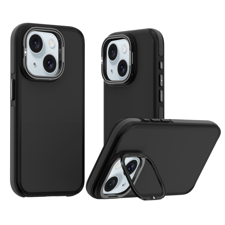 

For iPhone 15 Dual-Color Shockproof TPU Phone Case(Black)