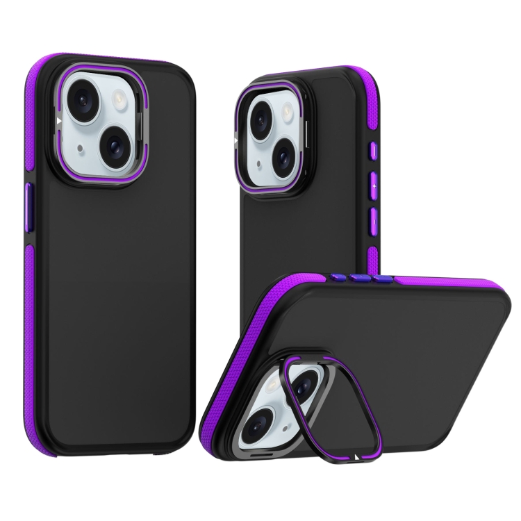 

For iPhone 15 Dual-Color Shockproof TPU Phone Case(Purple)