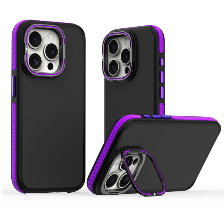 

For iPhone 12 Pro Dual-Color Shockproof TPU Phone Case(Purple)