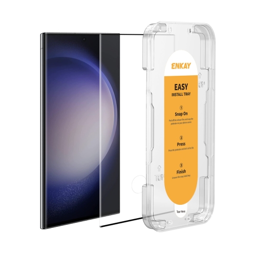 For Samsung Galaxy S23 Ultra 5G ENKAY Easy Install Hot Bending Side Glue Tempered Glass Film makibes meizu pro 7 plus tempered glass 0 33mm 2 5d arc screen protector transparent