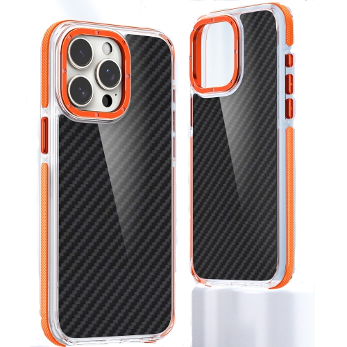 

For iPhone 15 Pro Dual-Color Carbon Fiber Acrylic Hybrid TPU Phone Case(Orange)