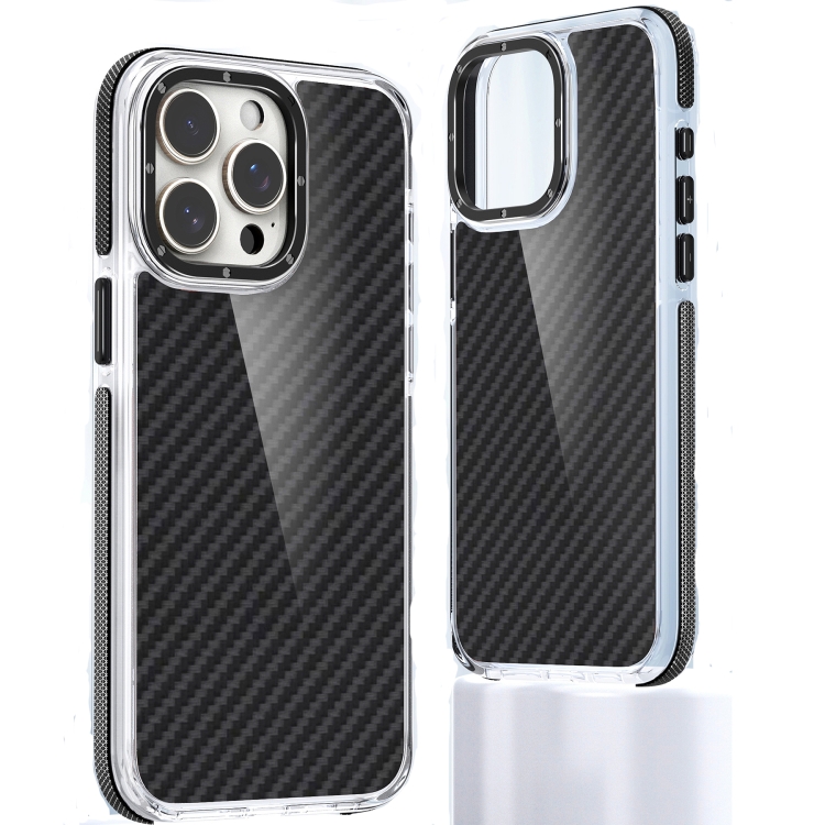 

For iPhone 15 Pro Dual-Color Carbon Fiber Acrylic Hybrid TPU Phone Case(Black)