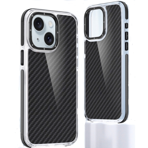 

For iPhone 15 Dual-Color Carbon Fiber Acrylic Hybrid TPU Phone Case(Black)