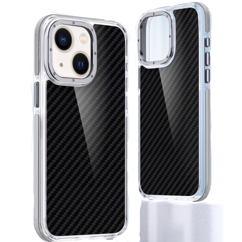 

For iPhone 14 Plus Dual-Color Carbon Fiber Acrylic Hybrid TPU Phone Case(Grey)
