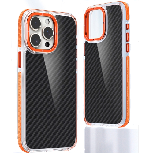 

For iPhone 13 Pro Max Dual-Color Carbon Fiber Acrylic Hybrid TPU Phone Case(Orange)