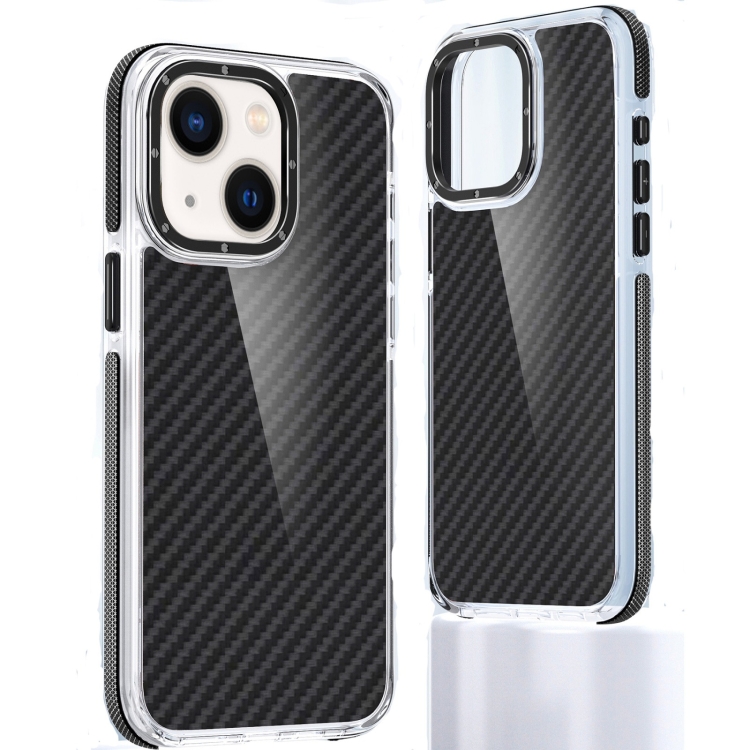 

For iPhone 13 Dual-Color Carbon Fiber Acrylic Hybrid TPU Phone Case(Black)