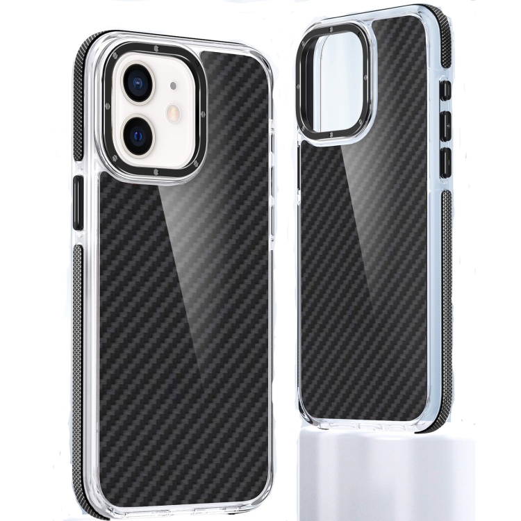 

For iPhone 12 Dual-Color Carbon Fiber Acrylic Hybrid TPU Phone Case(Black)