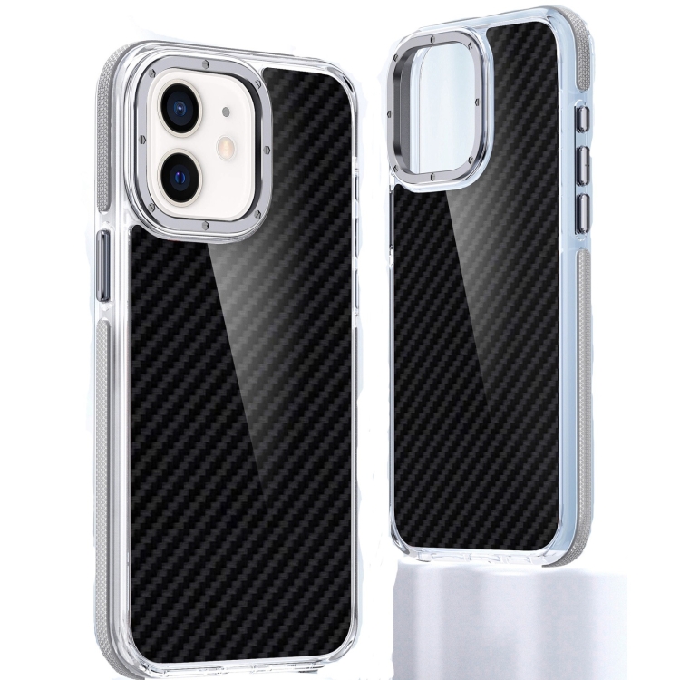 

For iPhone 12 Dual-Color Carbon Fiber Acrylic Hybrid TPU Phone Case(Grey)