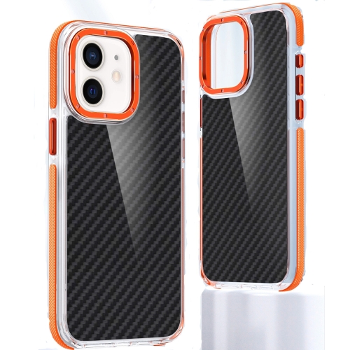 

For iPhone 11 Dual-Color Carbon Fiber Acrylic Hybrid TPU Phone Case(Orange)