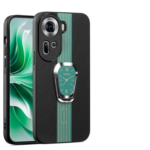 

For OPPO Reno10 Global Magnetic Litchi Leather Back Phone Case with Holder(Green)
