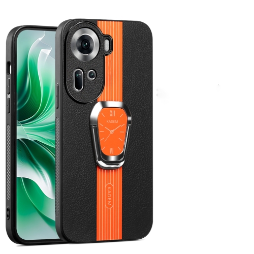 

For OPPO Reno10 Global Magnetic Litchi Leather Back Phone Case with Holder(Orange)