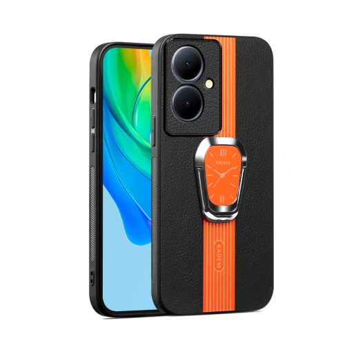 

For OPPO A2 Magnetic Litchi Leather Back Phone Case with Holder(Orange)