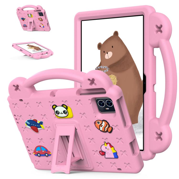 

For T-Mobile Revvl Tab 2 2025 Handle Kickstand Children EVA Shockproof Tablet Case(Pink)